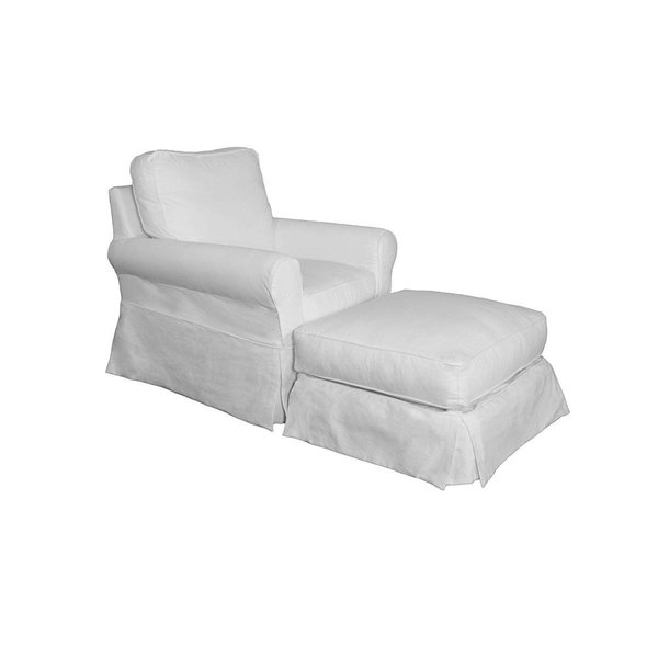 Sunset Trading Horizon Box Cushion Chair &amp; Ottoman Slipcover Set - White SU-114993SC-30-391081